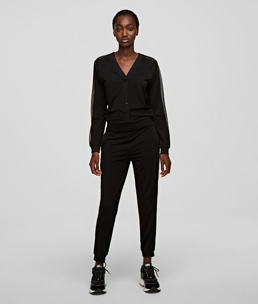 Ruha Karl Lagerfeld Crepe Jersey Jumpsuit W/ Mesh