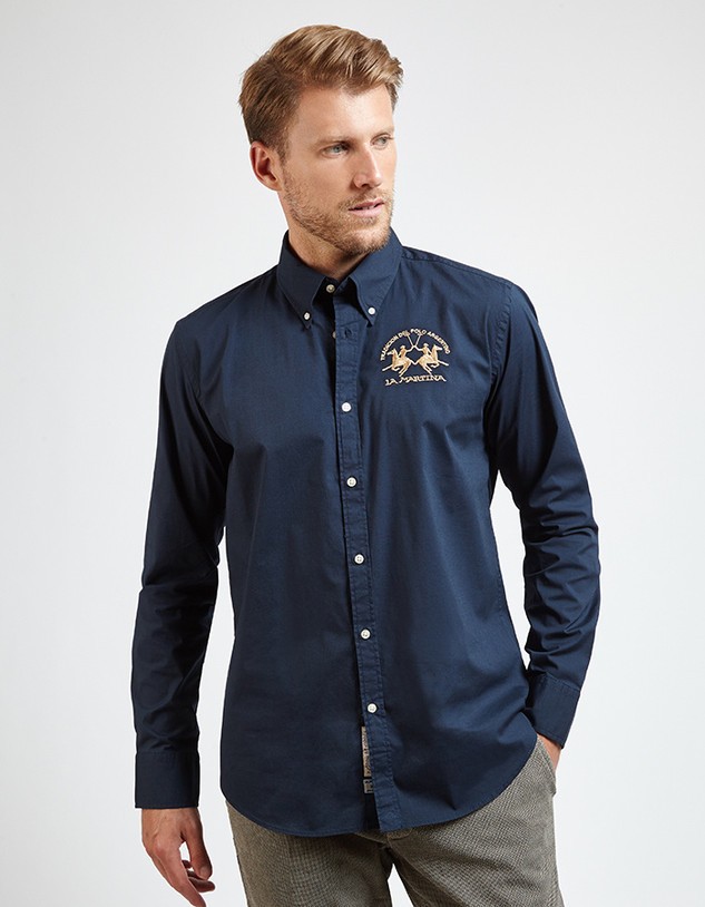 Ing La Martina Man Shirt L/S Poplin Stretch