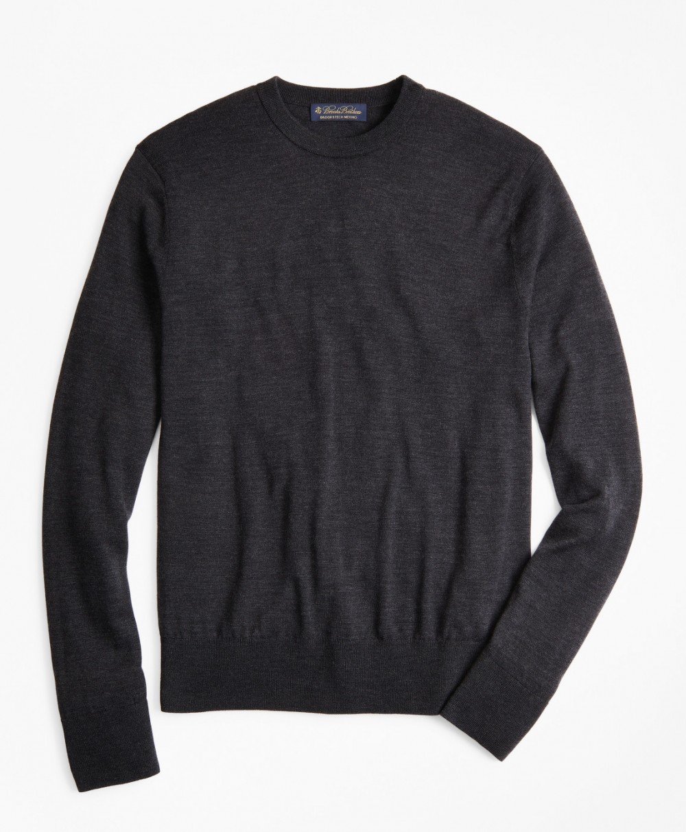 Kardigán Brooks Brothers Swt Wl Easy Care Crew New Charcoal Hthr