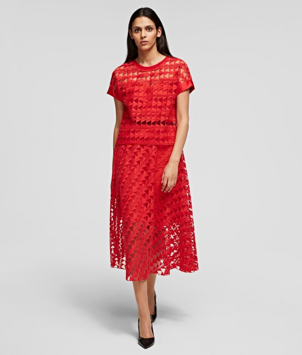 Szoknya Karl Lagerfeld Karl Embroidered Mesh Skirt