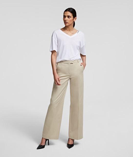 Nadrág Karl Lagerfeld Wide Leg Cotton Pants W/ Logo