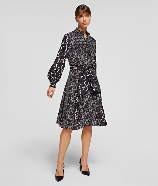 Ruha Karl Lagerfeld Future Logo Silk Shirt Dress