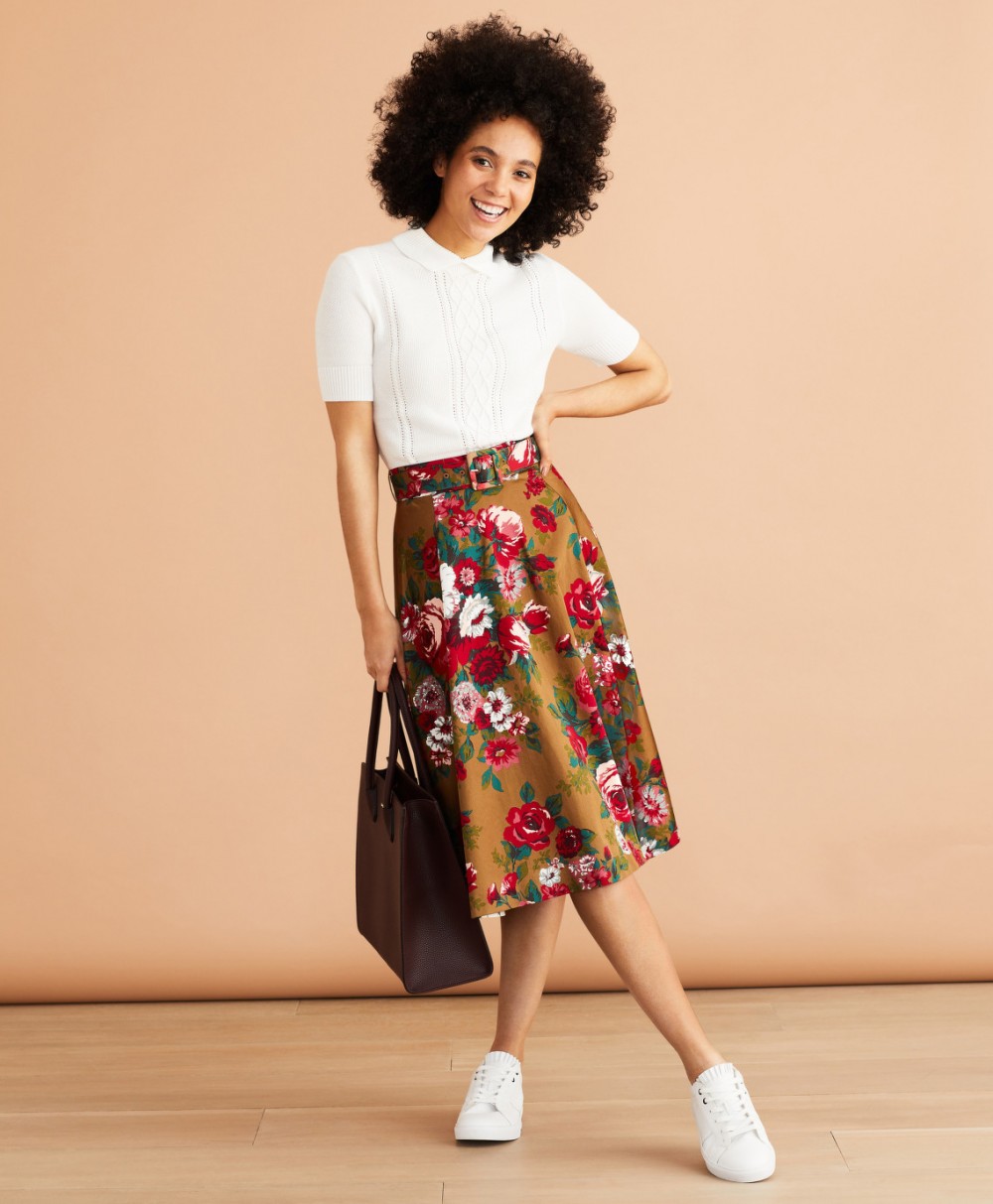 Szoknya Brooks Brothers Skirt Cttn Floral Rsfloralbrw