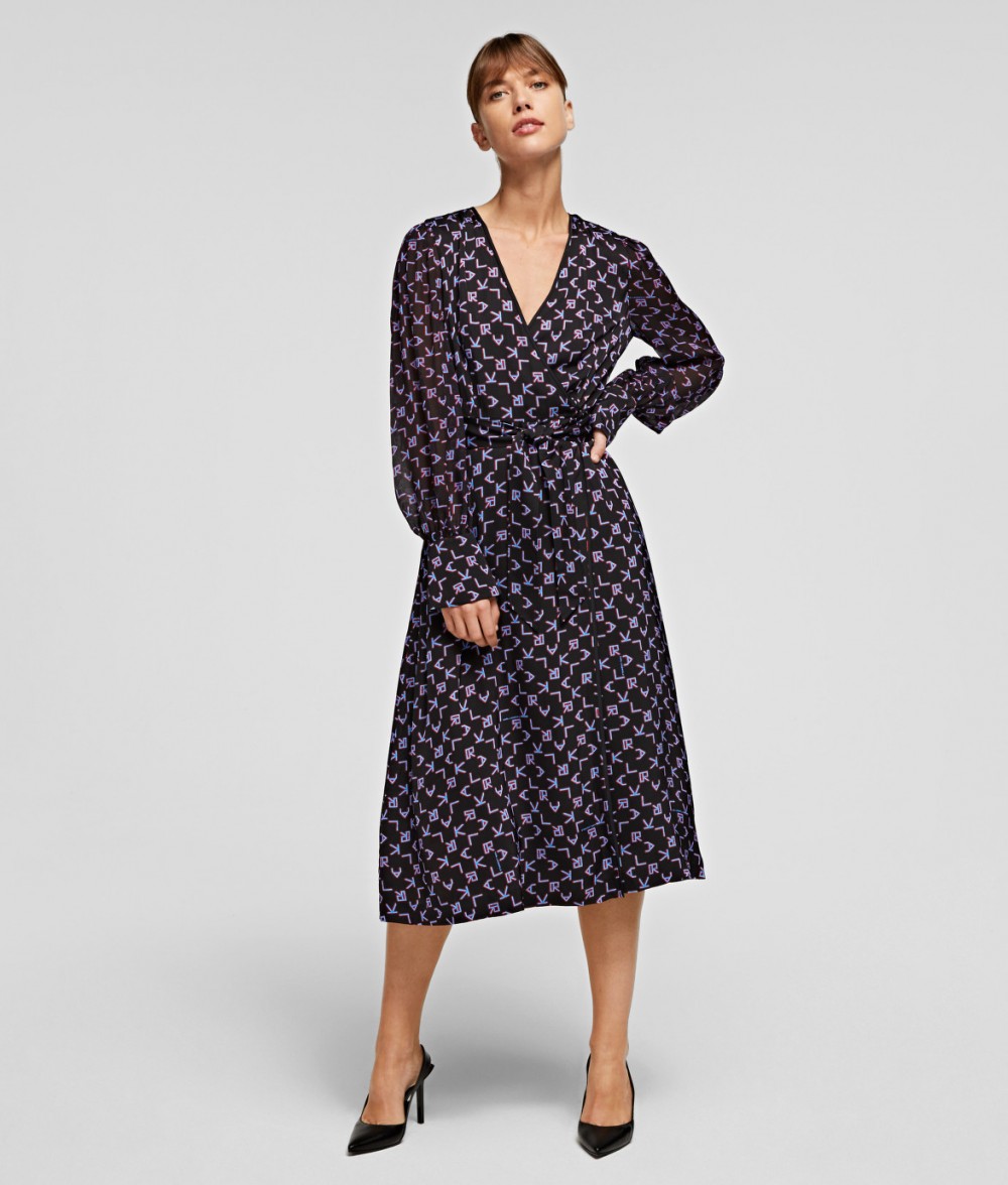 Ruha Karl Lagerfeld Karl Tetris Printed Wrap Dress