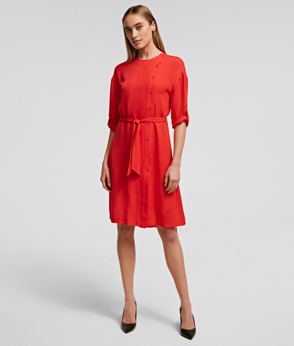 Ruha Karl Lagerfeld Silk Dress W/ Detachable Tie