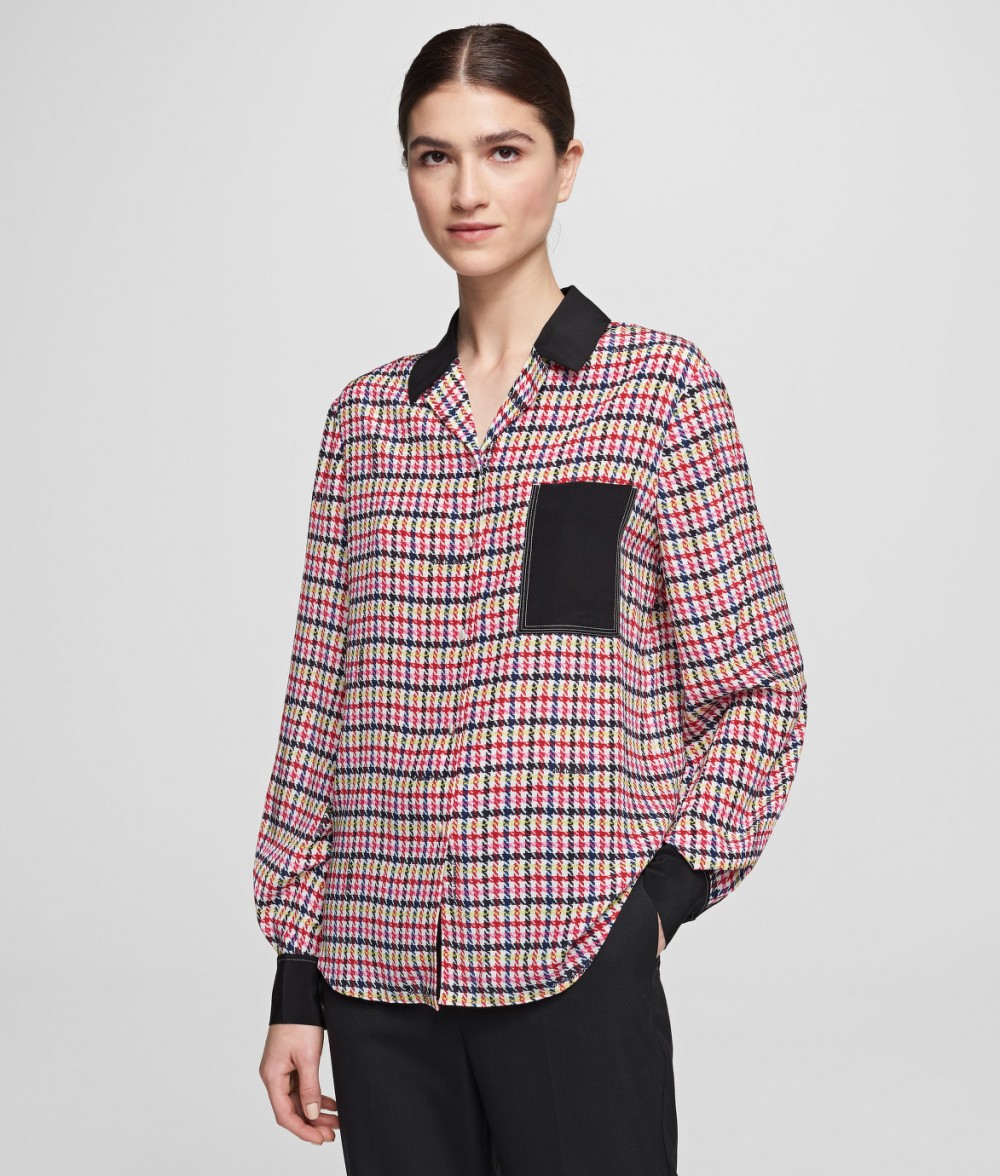 Ing Karl Lagerfeld Boucle Print Silk Blouse