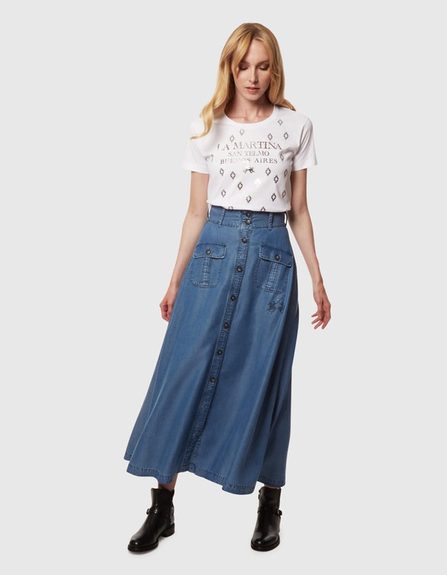 Szoknya La Martina Woman Long Skirt Light Tencel