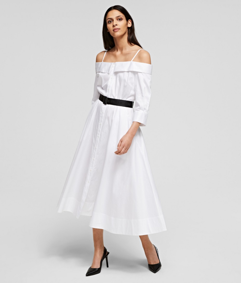 Ruha Karl Lagerfeld Cold Shoulder Shirt Dress