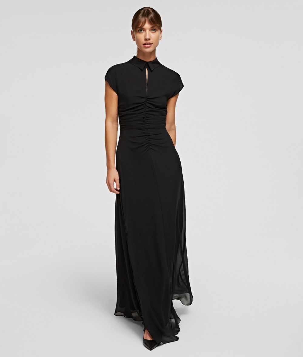 Ruha Karl Lagerfeld Silk Maxi Dress W/ Gathering