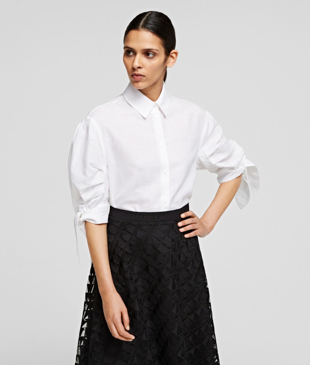 Ing Karl Lagerfeld Linen Shirt W/ Bows