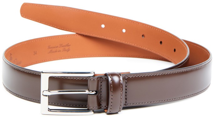 Öv Brooks Brothers Belt Clf Dress Slvr Brwn