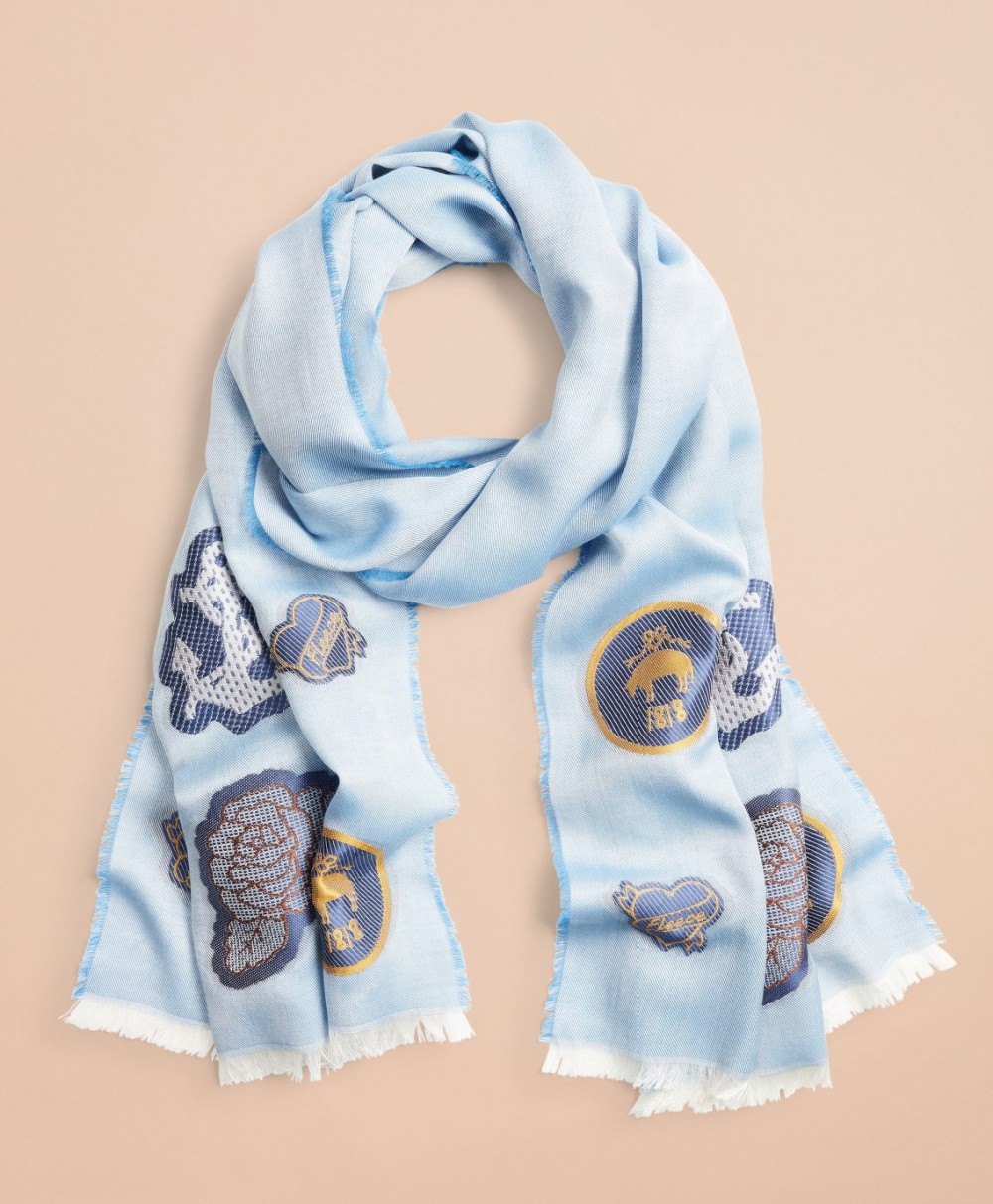 Sál Brooks Brothers Patch-Embellished Silk-Cotton-Blend Scarf