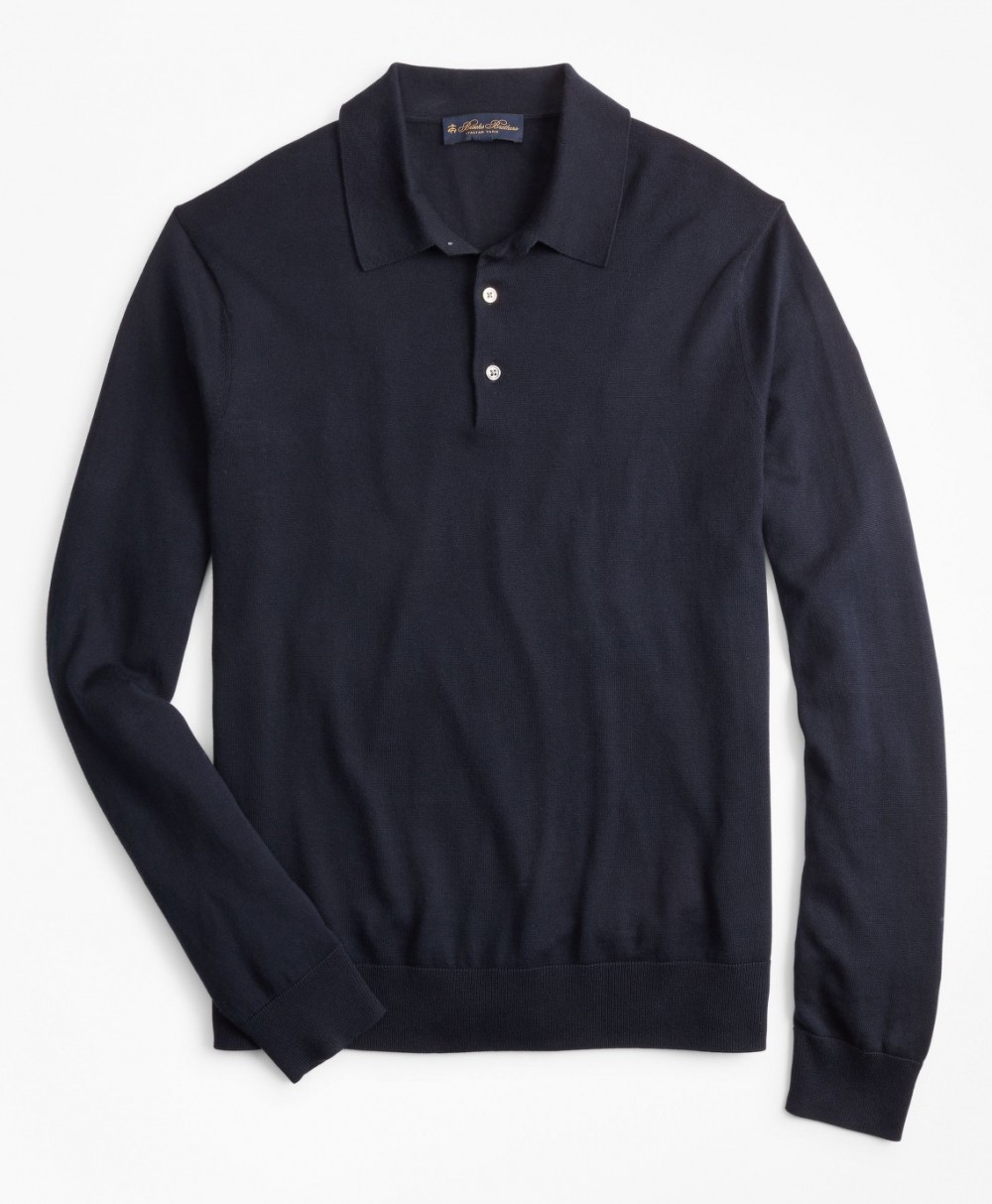 Kardigán Brooks Brothers Swt Ml Silk Cotton Ls Polo Med Blue