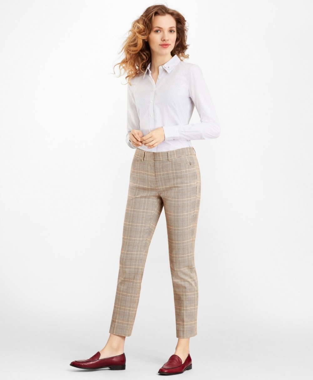 Nadrág Brooks Brothers Slim-Fit Glen Plaid Twill Pants