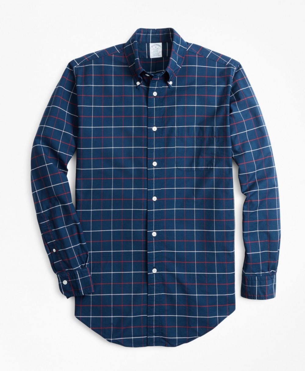 Ing Brooks Brothers Regent Fit Oxford Windowpane Sport Shirt