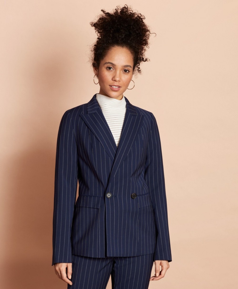 Zakó Brooks Brothers Striped Stretch-Wool Double-Breasted Jacket