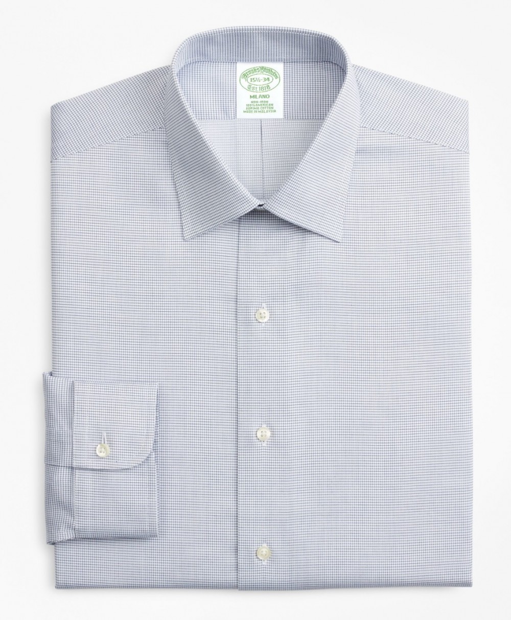 Ing Brooks Brothers Milano Slim-Fit Dress Shirt, Non-Iron Micro-Check
