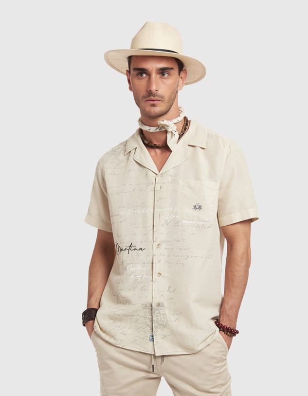 Ing La Martina Man Bowling Shirt Linen Cotton