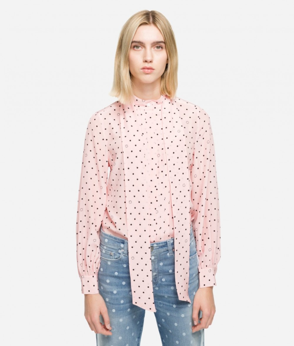 Ing Karl Lagerfeld Karl Dots Pleated Bow Blouse