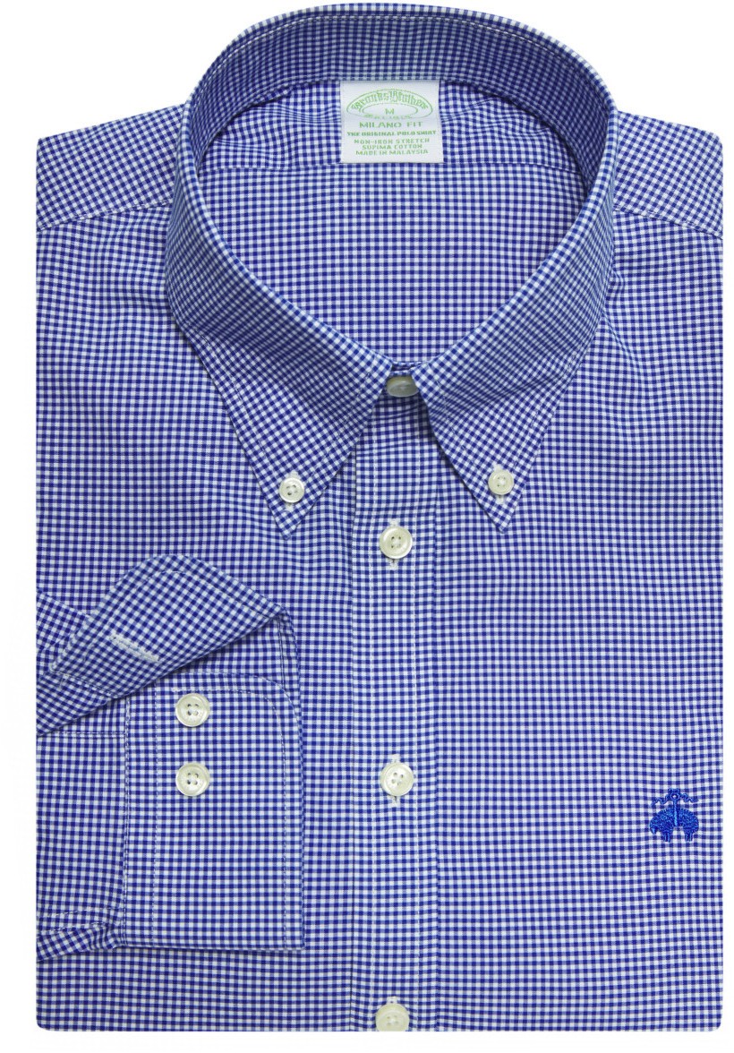 Ing Brooks Brothers Spt Ml Eci Ni Broadcloth Shirts Milano Gingdkblue