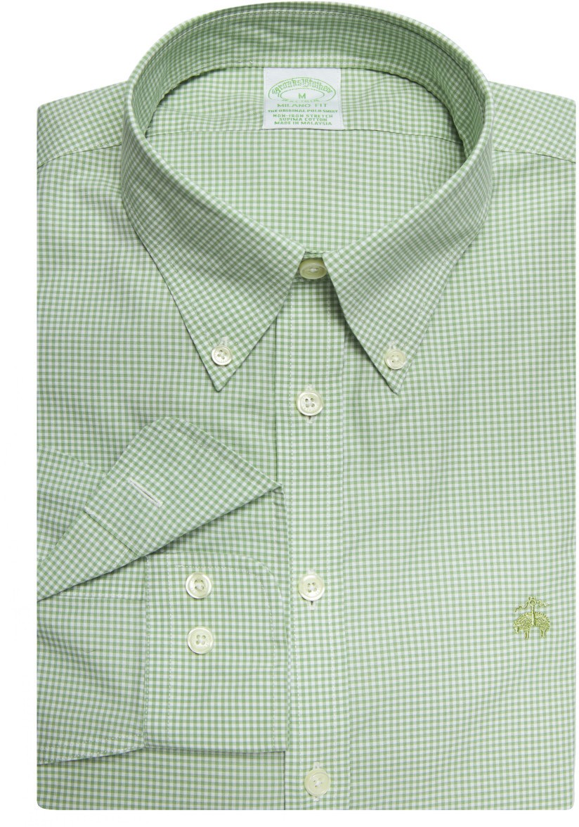 Ing Brooks Brothers Spt Ml Eci Ni Broadcloth Shirts Milano Ginggreen