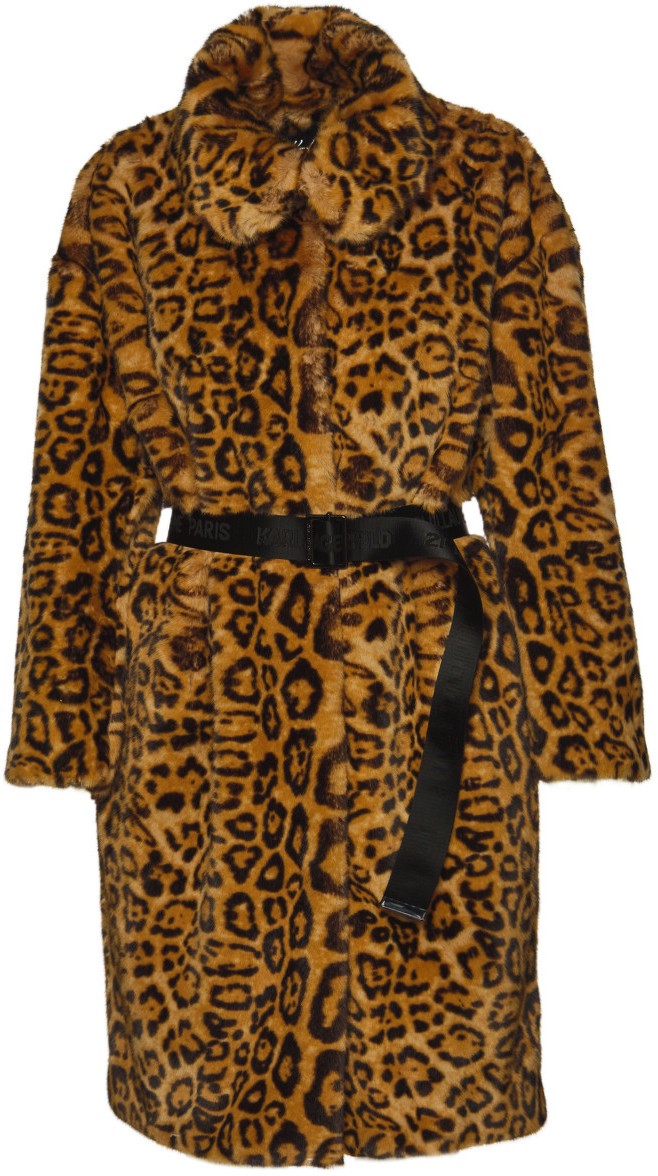 Kabát Karl Lagerfeld Leopard Faux Fur Coat