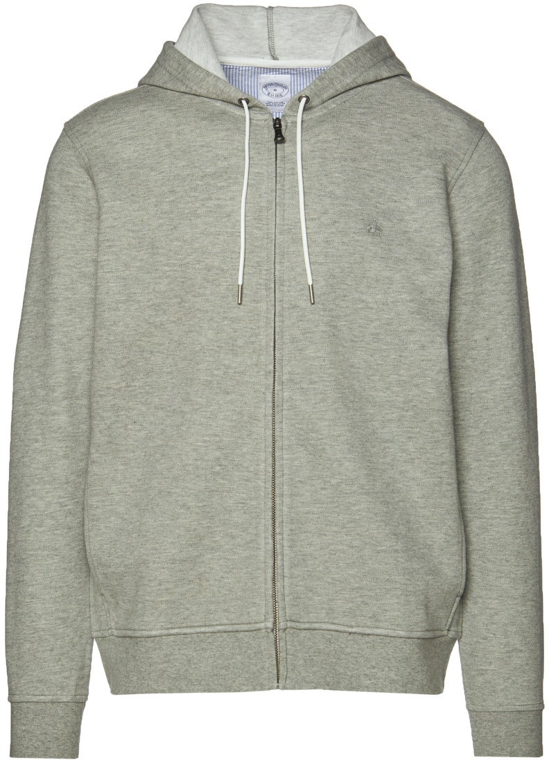 Melegítő Felső Brooks Brothers Knt Piq Terry Full Zip Hoody Medium Grey