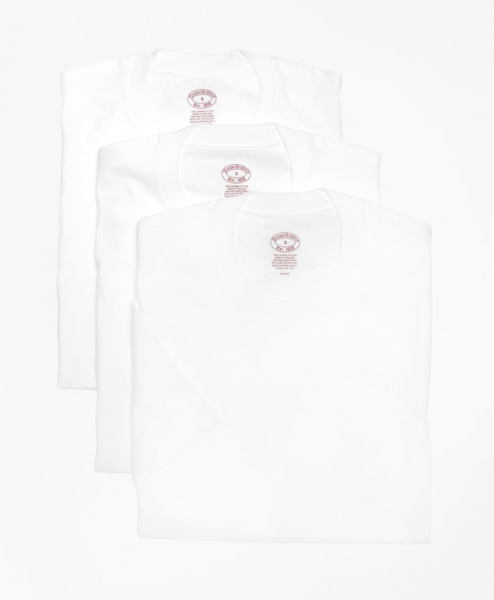 Póló Brooks Brothers Tee Og Crw Nck Sup 3Pk Sld Wht