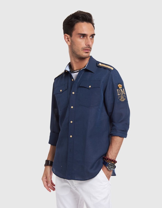 Ing La Martina Man Shirt Long Sleeves Linen C