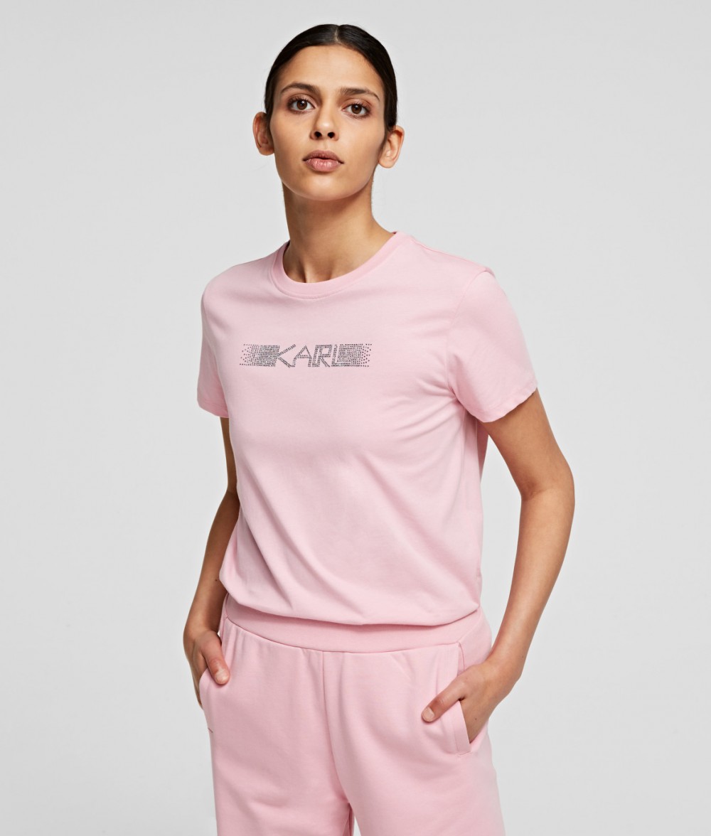 Póló Karl Lagerfeld Rhinestone Logo T-Shirt
