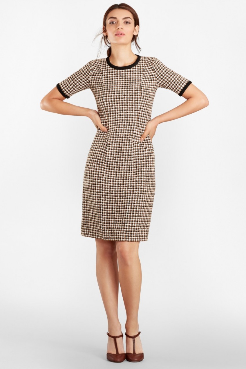 Ruha Brooks Brothers Checked Tweed A-Line Dress