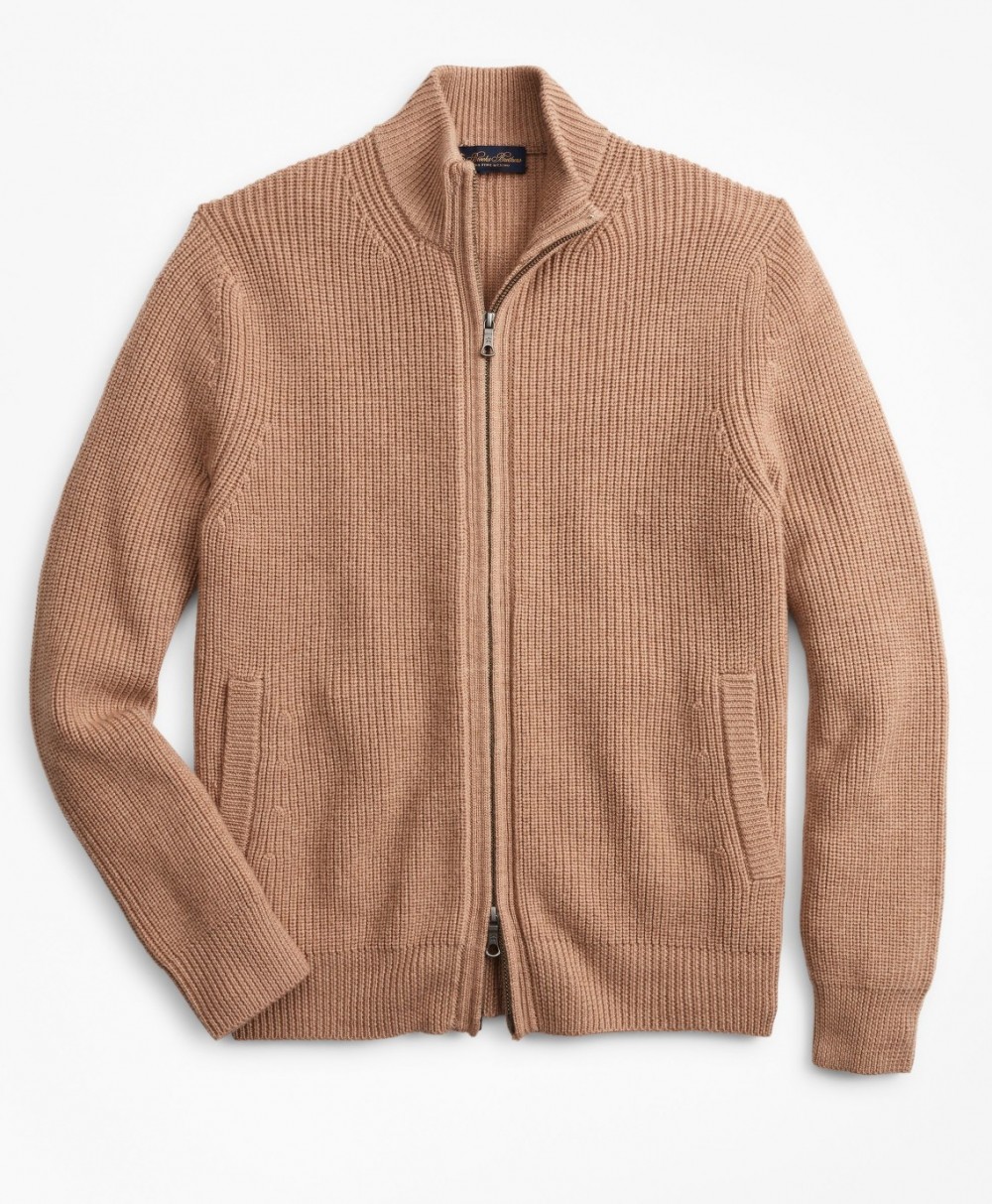 Pulóver Brooks Brothers Washable Merino Wool Full-Zip Sweater