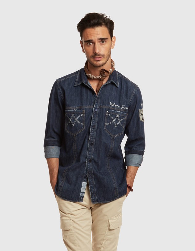 Ing La Martina Man Shirt Heavy Cotton Denim