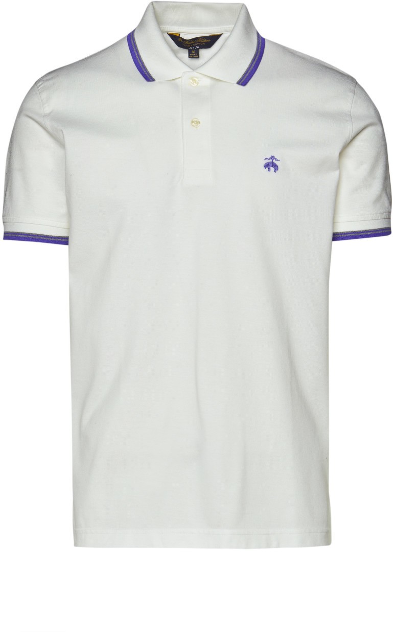 Póló Brooks Brothers Knt Ml Oxford Pique With Tipping Sf Bright White