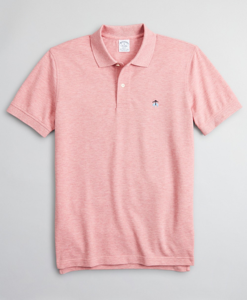 Póló Brooks Brothers Knt Ss Supima Stretch Polo Slim Pink Hthr
