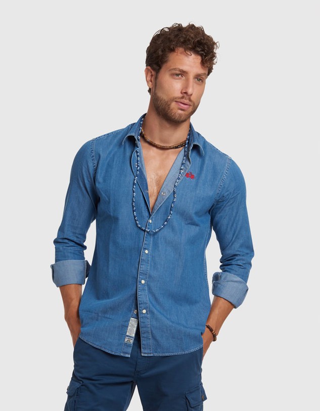 Ing La Martina Man Shirt L/S Cotton Denim