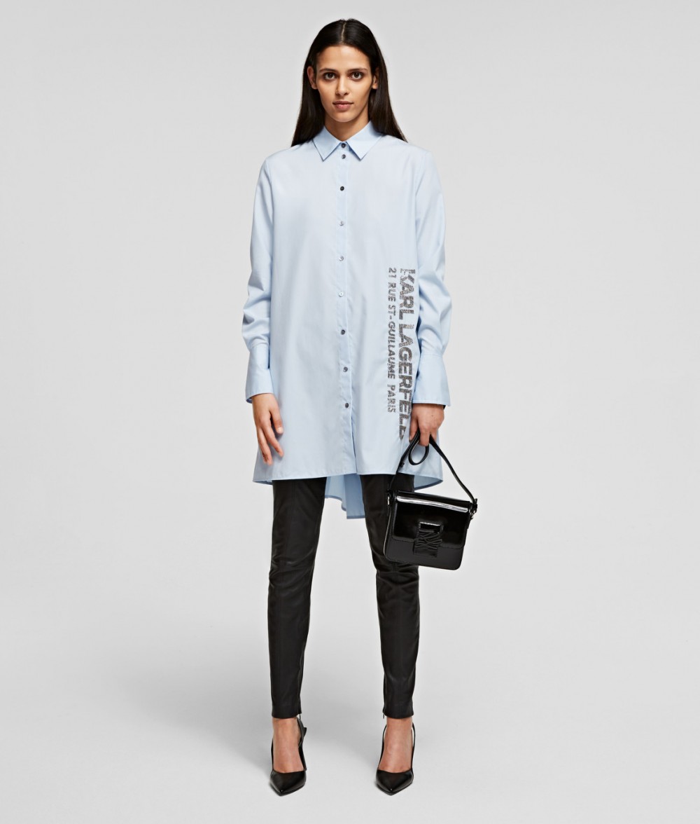 Ing Karl Lagerfeld Embellished Poplin Tunic Shirt