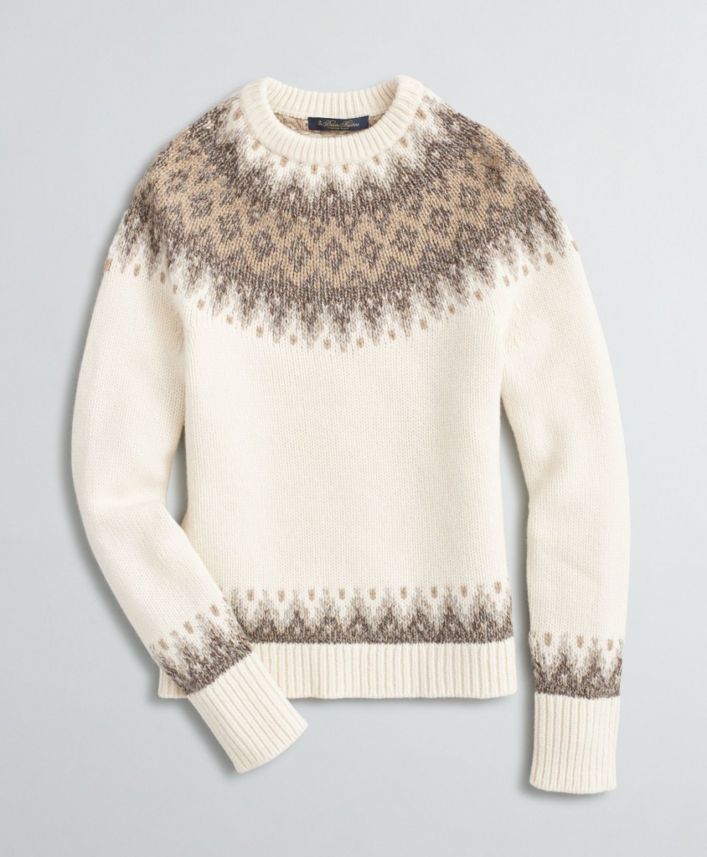 Kardigán Brooks Brothers Swt Mrno Fairisle Ls Ivory Fairisle