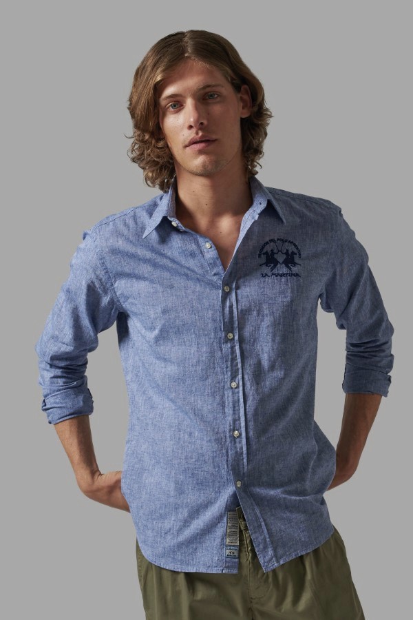 Ing La Martina Man Shirt L/S Cotton Linen