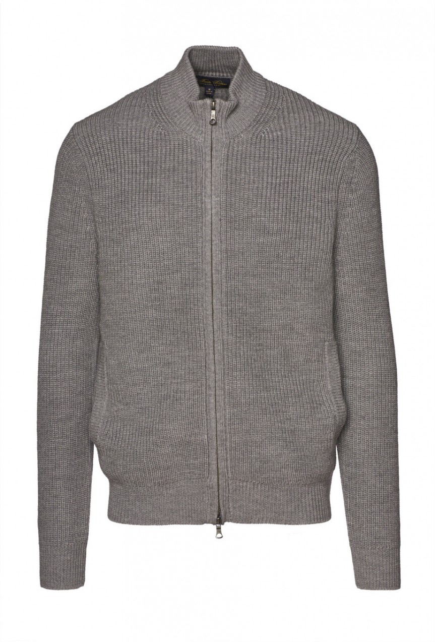 Kardigán Brooks Brothers Swt Ml Shaker Stitch Full Zip Heather Grey