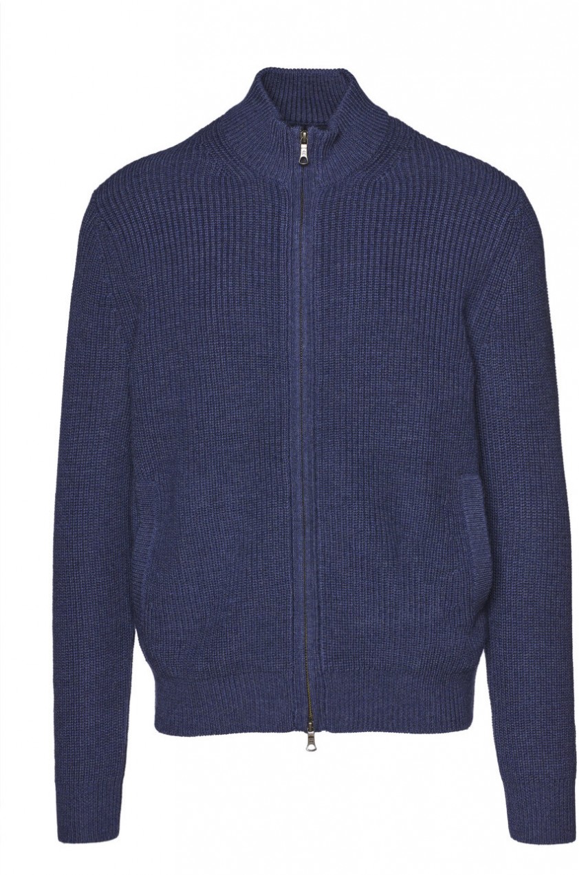 Kardigán Brooks Brothers Swt Ml Shaker Stitch Full Zip Denim