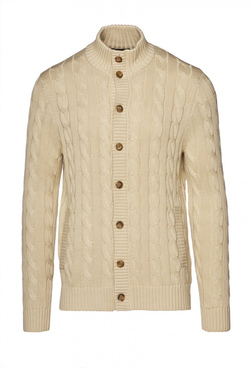 Kardigán Brooks Brothers Swt Ml Bttn Mock Neck Cardi Pumice Stone