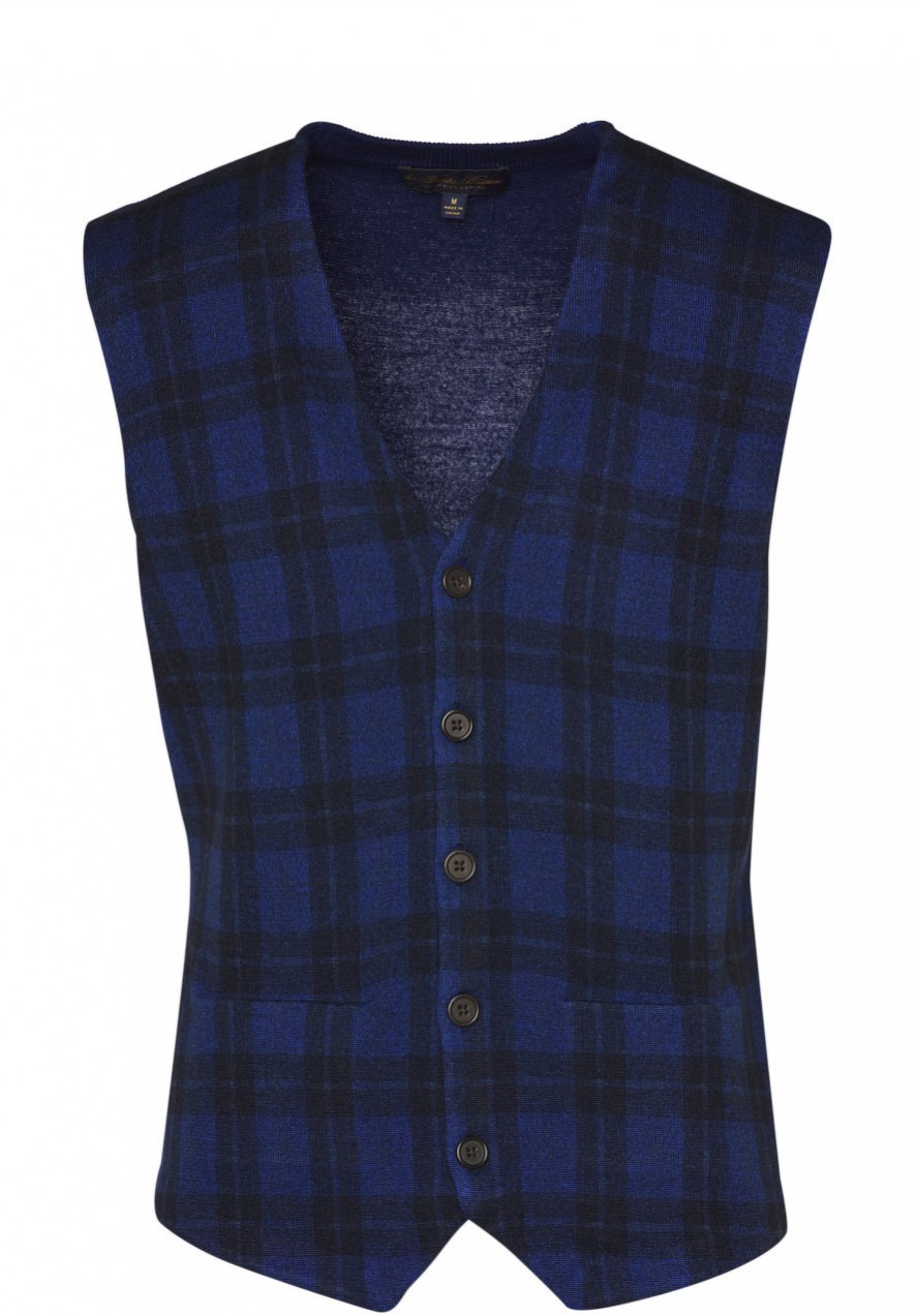 Kardigán Brooks Brothers Swt Ml Printed Waistcoat Navy Plaid