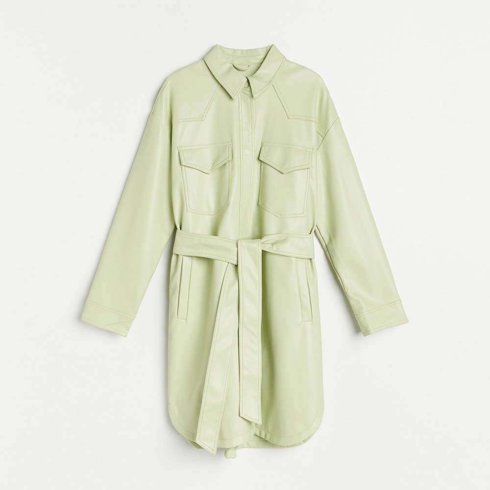 Reserved - Bőrhatású kabát - Zöld
