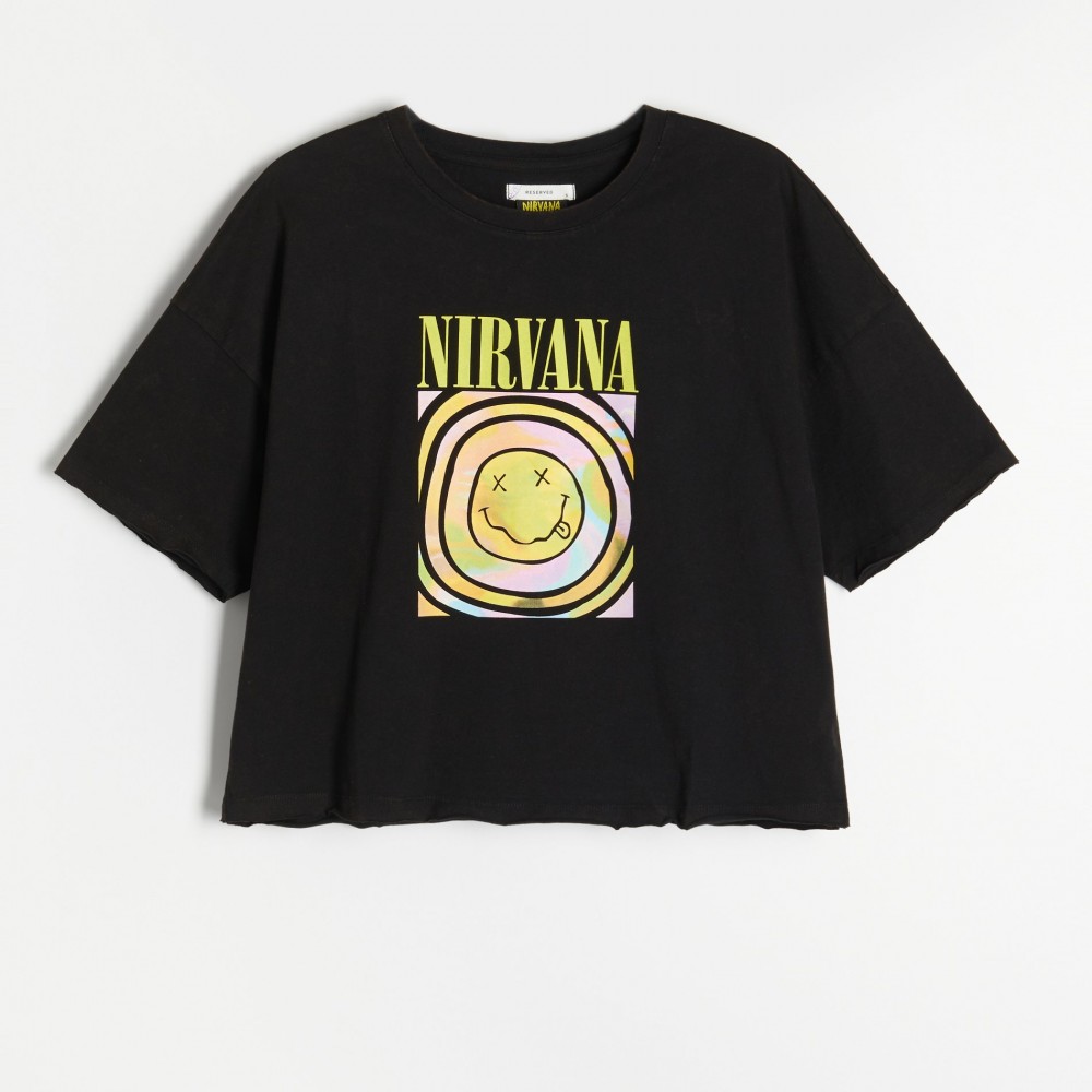 Reserved - Nirvana mintás póló - Fekete