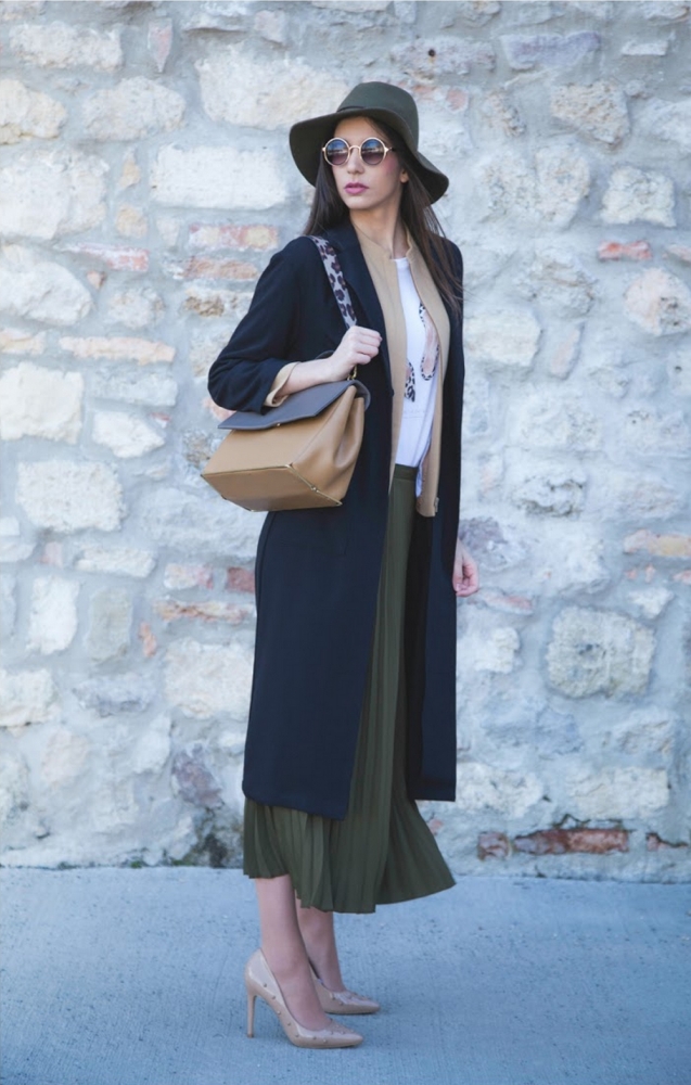 Khaki midi szoknya