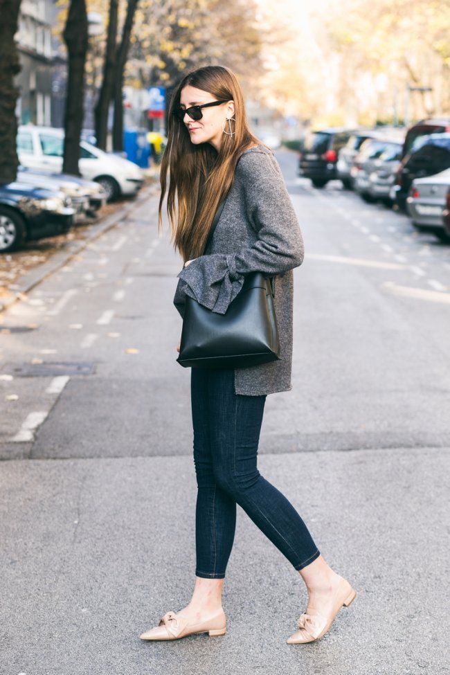 Oversize szürke pulcsi